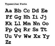 the upper and lower case of typewriter font