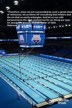 an olympic swimming pool with the quote above it