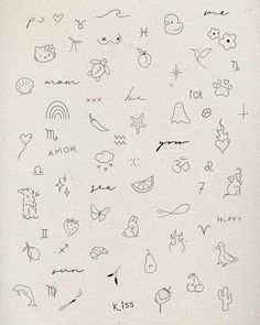 an image of various hand drawn symbols on paper