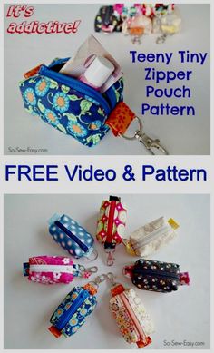 the zipper pouch pattern is easy to sew and can be used as a keychain