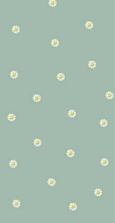 a green background with white daisies on it