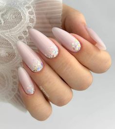 Milky Nail Art, Milky Nails With Glitter, Nails For Brides, Nails Classy, Milky Nails, Red Nail Art, Perfect Manicure, Wedding Nails For Bride, Red Nail