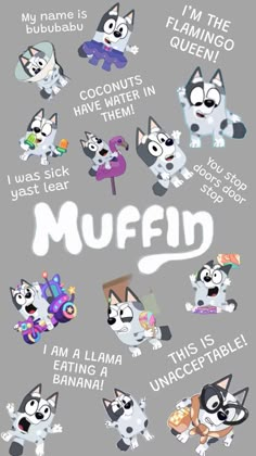 an image of many different cartoon animals with words above them that read muffinid