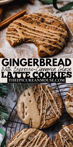 gingerbread latte cookies with cinnamon glaze on top