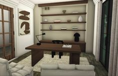 Aesthetic Office Bloxburg, Bloxburg Study Room Ideas Modern, Small Office Bloxburg, Blox Burg Office Ideas, Blockburg Office Ideas, Desk Area Bloxburg, Modern Office Design Bloxburg, Bloxburg Home Office Ideas, Office Ideas In Bloxburg