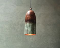 Oxidized Copper Pendant Light, Green Patina Farmhouse Light Fixture, Long Copper Pendant Lamp - Zayian Copper Glass Pendant Light, Copper Pendants Over Kitchen Island, Copper Pendant Lamp, Farmhouse Light, Farmhouse Light Fixtures, Drop Lights, Copper Pendant Lights, Green Patina, Copper Glass