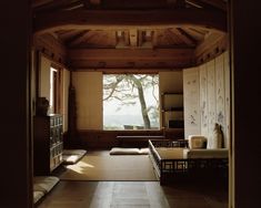 an open room with tatami mats on the floor