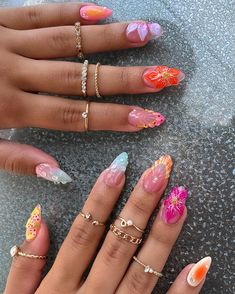 Gel-X By Jen | flawless🌸🤍✨🫧🏝🧡 - #longislandgelx #longislandnailtech #summernailinspo #3dflowernails #sculptedflowernails | Instagram Y2k Designs, Vacation Nail Designs, Hawaiian Nails, Hawaii Nails, Cruise Nails, French Manicures, Tropical Nails