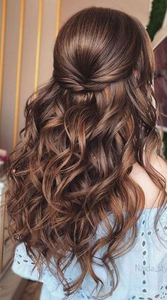 Bridesmaid Hair Makeup, Half Updo, Long Wavy Hair, Wedding Hairstyles For Long Hair