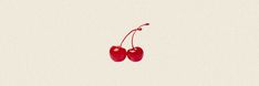 two cherries hanging from the side of a white wall