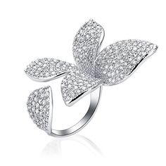 2 Finger Ring Flower Open Cubic Zirconia Sparkly CZ Silver Cluster Cocktails Enage Statement Rings for Women Girl Adjustable Size Two Finger Ring, Enagement Rings, Open Cuff Ring, Double Finger Ring, Cuff Bracelets Handmade, Cocktail Jewelry, Ring Flower, Cuff Rings, Christmas Gift Jewelry