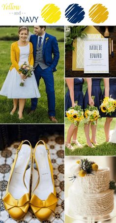 the wedding color scheme is yellow and blue