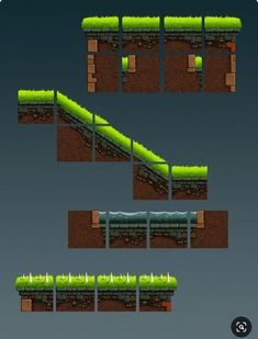 an image of a set of game screens showing the steps and railings to different platforms