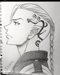 a drawing of a woman's face with braids in her hair and the words art