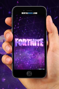 a hand holding a smart phone with the text fortnite on it