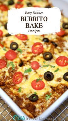 an easy dinner burrito bake recipe on a cooling rack