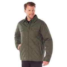 Navigate the great outdoors in style and comfort with our Diamond Quilted Cotton Jacket. This midweight jacket is a great outer layer for spring and fall activities like hiking on a trail, sitting around the campfire, and cleaning up the yard, along with casually wearing around town or during a weekend trip. Without a doubt, this quilted will become part of your go-to outdoor wardrobe! Warm and Comfortable Composition: With stylish 7 OZ diamond quilting, a 100% cotton twill outer shell, a 100% cotton flannel body liner, 100% polyester taffeta sleeve liners, and 3.5 OZ polyester filling, our insulated jackets provide all-day comfort and warmth, no matter the location. Protection from the Elements: These outdoor jackets feature a full-length front zipper with a 7-snap storm placket flap that Fall Outdoor Windbreaker With Fleece Lining, Fall Windbreaker With Fleece Lining For Outdoor Activities, Winter Camping Windbreaker With Long Sleeves, Winter Camping Long Sleeve Windbreaker, Fall Camping Windbreaker With Pockets, Fall Parka With Fleece Lining For Outdoor Activities, Rugged Long Sleeve Sport Coat For Outdoor, Fall Sport Coat With Fleece Lining For Outdoor Activities, Outdoor Parka With Fleece Lining