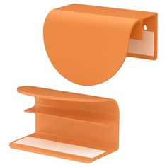 an orange toilet paper dispenser on a white background