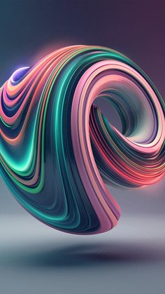 an abstract colorful object is shown in this 3d image, it appears to be swirling