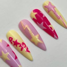 Bapesta Star, Pressons Nails, Bape Star, Retro Nails, Stars Fashion, Pretty Gel Nails, Really Cute Nails, Kawaii Nails, New Nails