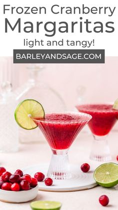 frozen cranberry margaritas with lime and tangerine