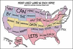 the us map with words written on it