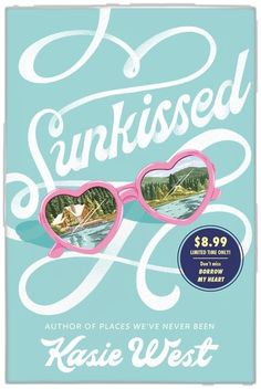 the book cover for sunkied by kasie west, with pink sunglasses on it