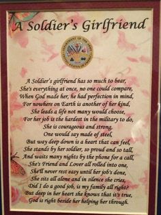 a soldier's girlfriend poem framed in wood