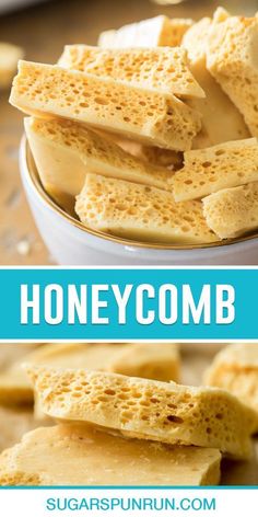 homemade honeycomb crackers in a bowl with text overlay