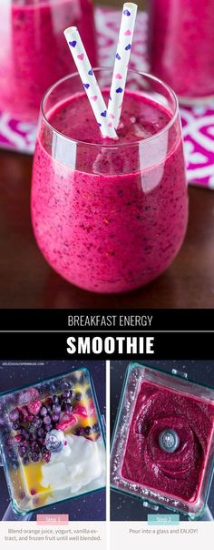 breakfast energy smoothie in a glass with strawberries and yogurt