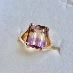 Beautiful Big Purple And Yellow Clear Ametrine Rings. Colors Of Purple And Yellow. 14k Gold Setting. Private Estate Ring In Great Condition. Stone Is Approximately Under .50 Inch In Size. Stone Is Clear Meaning It Is See Through And Is Lighter Or Darker Depending On The Angles. See All Photos And Video. Stamped 14k And A Makers Mark. Rings Purple, Engagement Wishes, Ametrine Ring, Estate Ring, Estate Rings, Purple And Yellow, Purple Gold, Cocktail Rings, Womens Jewelry Rings