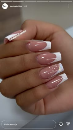 French Manicure Designs With Bling, Senior Pictures Nails Ideas, French Fade Nails With Design, French Manicure Nails Design Classy, Elegant Nails Classy French Tips, Elegant Nails For Work, Nail Ideas French Tip Classy, Structured Gel Nails, French Coffin Acrylic Nails