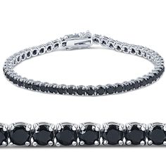 7 1/4 Ct Black Diamond Tennis Bracelet 14k White Gold 7" Black Diamond Bracelets Women, Black Diamond Tennis Bracelet, Black Diamond Bracelet, Diamond Tennis Bracelet, Diamond Jewelry Designs, Fine Jewelry Bracelets, Black Diamonds, Diamond Bangle, Tennis Bracelet Diamond