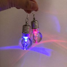 Size: 5 cm/ 2.3*1.9 in Sun Moon Earrings, Weird Earrings, Pendulum Earrings, Funny Earrings, Earrings Aesthetic, Bulb Light, Funky Earrings, Funky Jewelry, Circle Studs