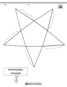 the pentagonal pyramid is shown in black and white, as well as an arrow