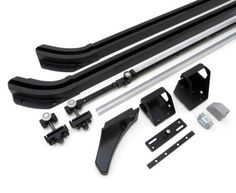 the front and rear bumpers are shown in black with metal hardware, including two large brackets