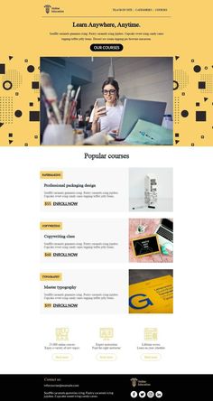 an image of a yellow and black web page with the wordpress theme on it