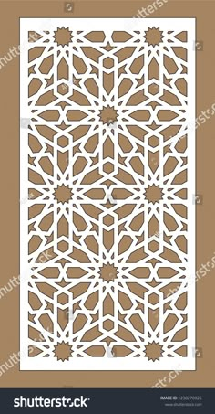 an arabic style pattern on the side of a wooden panel, with white and brown accents