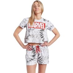 After an action-packed day, get comfortable in these Marvel pajama sets. These soft short sleeve tee and shorts pj sets feature your favorite comic-book characters and superhero shows. Choose from awesome designs of the iconic Marvel logo, She Hulk, Thor: Love and Thunder, and Groot from Guardians of the Galaxy. Show your love for Marvel Comics as you dream of heroic adventures or lounge around the house. Marvel Pjs, Cool Pjs, Marvel Pajamas, Marvel Ladies, Superhero Shows, Pajama Bottoms Womens, Marvel Logo, Cozy Pajamas, Shirt And Shorts