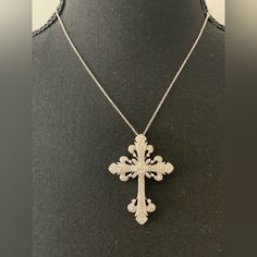 Absolutely Stunning Cz Cross Pendant On An 18” Chain. The Pendant Is Substantial Measuring 2.25x1.5. Makes A Breathtaking Gift Presented In Its Original Box. Silver Cross Jewelry, Nadri Jewelry, Cross Jewelry, Silver Cross, Necklace Silver, Cross Pendant, Womens Jewelry Necklace, Cross Necklace, Original Box