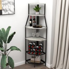 PRICES MAY VARY. 【Space Saving Freestanding Corner Wine Rack】HxLxW-67.32"x14.17"x14.17".It occupies little space,fits well in corner.Total 5 tier shelves provide enough space to storage wine buckets, drinks, trays, dishes, condiments, and other kitchen supplies.This wine bar rack with grid shelf to hold 16 wine bottles, stores each bottle horizontally to keep wine fresh longer until you’re ready to drink.The glass holder can hang up to 6 glasses. 【Rustic Industrial-Chic Design】Advanced farmhouse Corner Wine Bar, Corner Wine Rack, Wooden Corner Shelf, Rustic Chic Design, Corner Bar Cabinet, Industrial Chic Design, Dining Room Industrial, Rustic Wine Racks, Wine Bar Cabinet