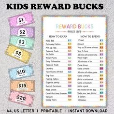 reward bucks for kids to play with in the game, including $ 1 00 and $ 2