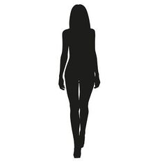 the silhouette of a woman walking on a white background