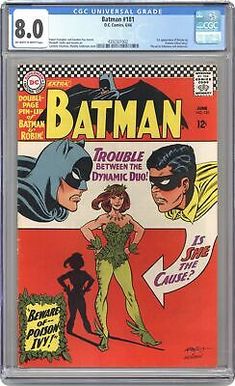 the batman comic cover is on display in a clear plastic case with an image of two women