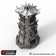 a tall tower with lots of spikes on it