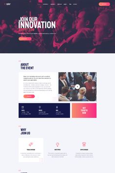 the landing page for an event website