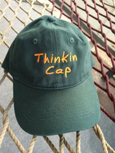 Thinkin Cap Forest Green W/orange Lettering - Etsy Fort Pierce, Timberlands, Foo Fighters, Looks Style, Dandy, Look Cool, Things To Buy, Forest Green, Aesthetic Clothes