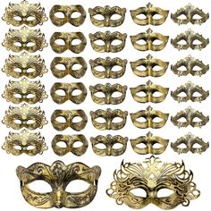 PRICES MAY VARY. Assorted Products to Meet Your Needs: you will receive 30 pieces of masquerade masks in retro and vintage color with 5 Styles, 6 of each style; Large quantity and multiple designs are suitable for family parties and various masquerades Adjustable Design to Fit Most People: each of the masquerade party decorations is equipped with straps on the 2 sides, processing a nice elasticity; The design allows it to be hold on your face without slipping off easily, suitable for most women Venetian Ball, Masquerade Mask Women, Masquerade Party Decorations, Lace Masquerade Masks, Gold Clothing, Plastic Mask, Masquerade Masks, Lace Mask, Ball Party