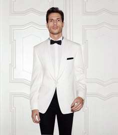 Francois J. Interiors www.interiordesignbyfrancois.com White Jeans For Men, White Tuxedo Wedding, Tuxedo Suit For Men, White Tux, Wedding Tux, Groom Wedding Attire, Wedding Tuxedo, Wedding Suits Groom, Slim Fit Tuxedo