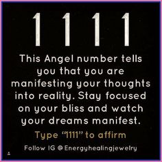 an advertisement with the words,'this angel number tells you that you are maintaining your thoughts into reality stay focused on your bliss and watch your dreams